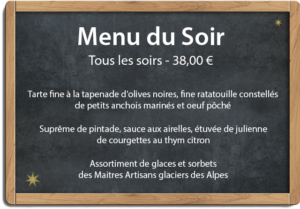 Menu Restaurant gastronomique Cergy soir